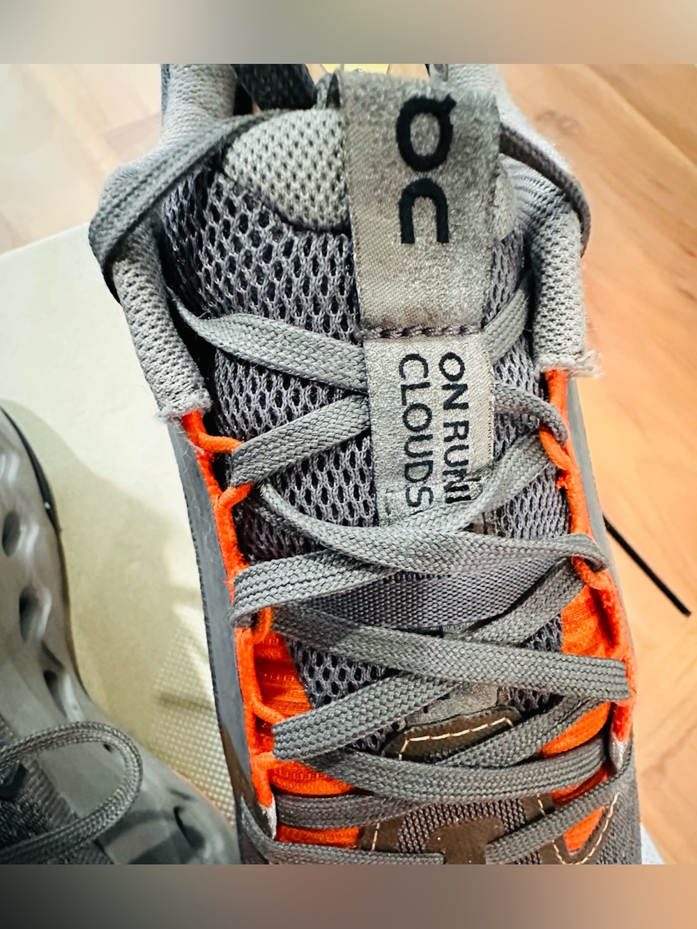 On Cloudsurfer Trail Men’s Size 9 Hunter Ice Gray Orange Running Shoes - Clean